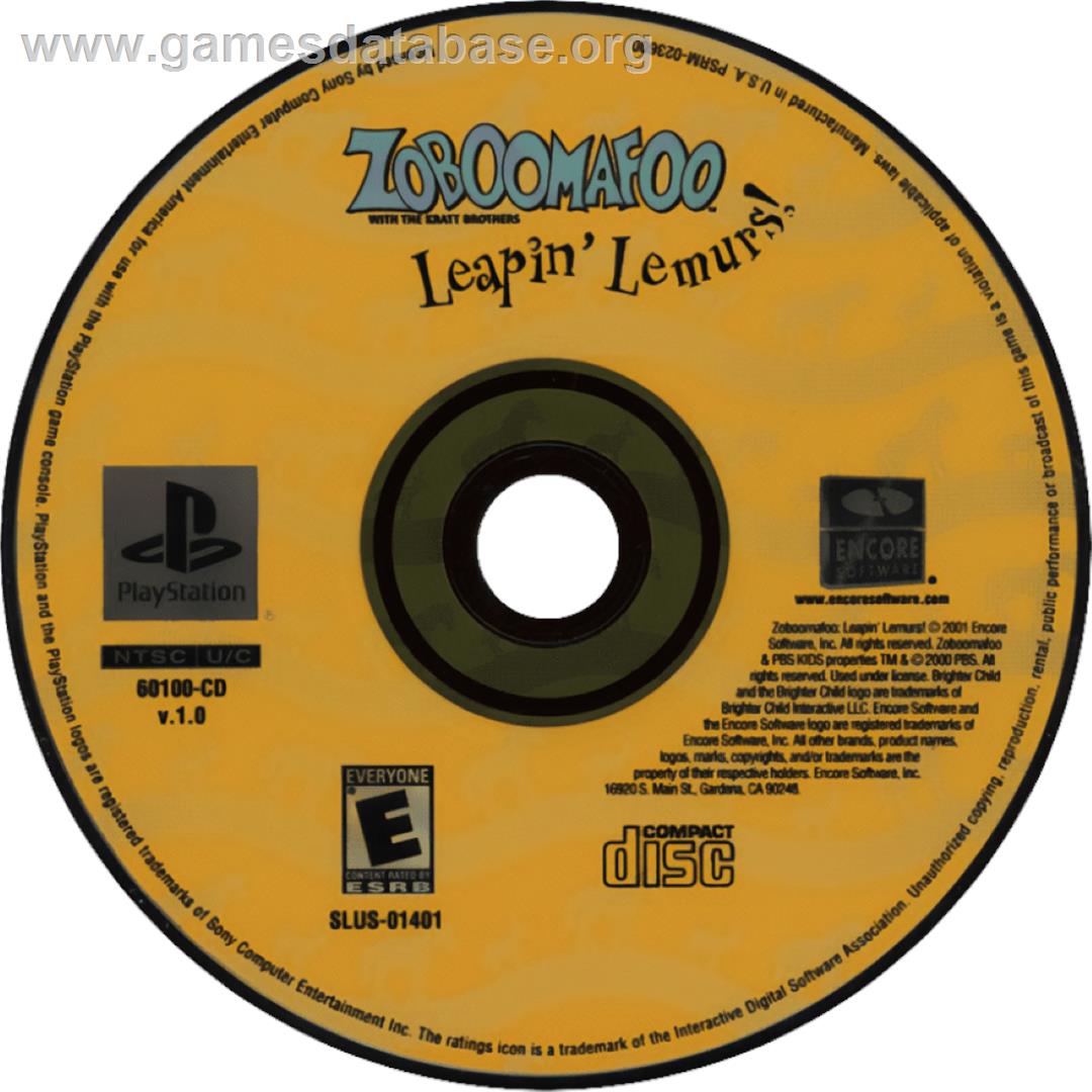 Zoboomafoo - Leapin' Lemurs! - Sony Playstation - Artwork - Cartridge